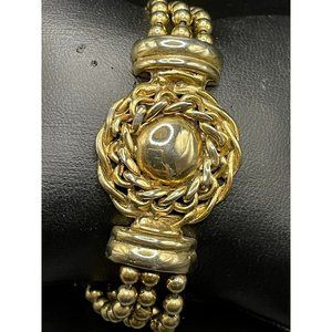 DMJ Gold Tone Bead Chain Center Bracelet Length 7 Inches